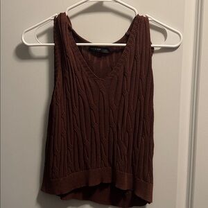 Brown Cable Knit Tank Top